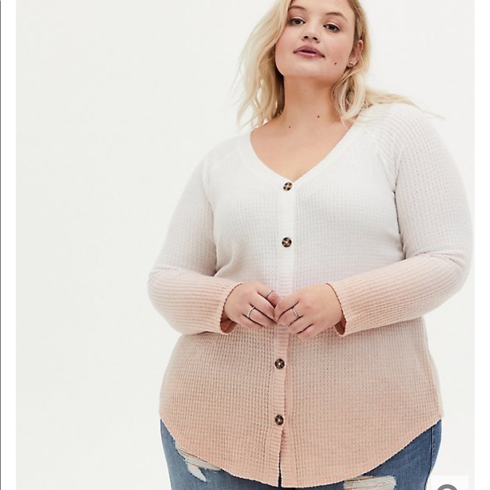Torrid dip dye waffle brush knit top